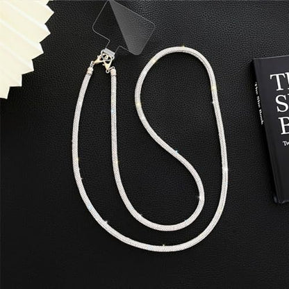Phone Crossbody Lanyard, Crystal Cellphone Lanyard with Full Rhinestone Bling Glitter, Bling Strap with Tether Patch for Most Cellphone Handbag Wallet（Silver） - color: F