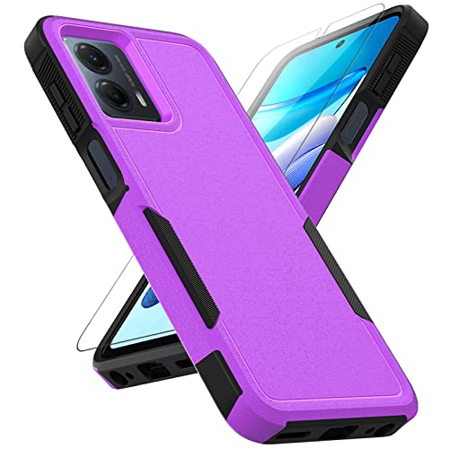 for Moto G 5G 2023 / Moto G Power 5G 2023 Case: Dual Layer Protective Heavy Duty Cell Phone Cover Shockproof Rugged with Screen Protector - Military Protection - Motorola Moto G 5G 2023, Purple - color: Purple (PC) + Black (TPU), size: Moto G 5G 2023 / Mo
