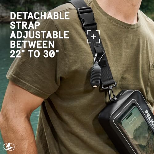 Pelican Marine Water-Resistant Sling Bag with Adjustable Strap (2L) - Black | Crossbody Chest/Shoulder Bag for Men and Touchscreen Compatible Phone Compartment - Travel Daypack for Camping, Hiking & More - size: 9.84 x 5.31 x 2.17 inches