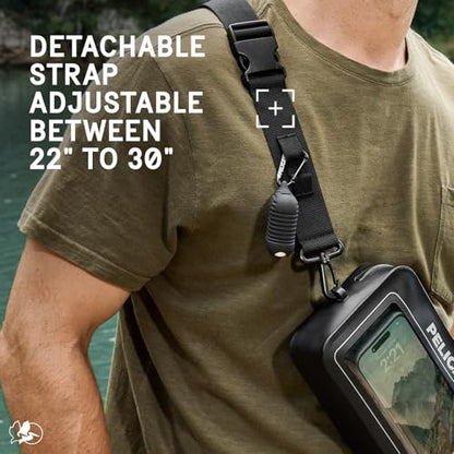 Pelican Marine Water-Resistant Sling Bag with Adjustable Strap (2L) - Black | Crossbody Chest/Shoulder Bag for Men and Touchscreen Compatible Phone Compartment - Travel Daypack for Camping, Hiking & More - size: 9.84 x 5.31 x 2.17 inches