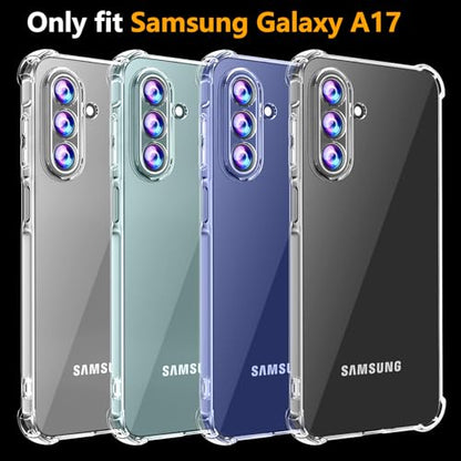 Phone Case for Samsung Galaxy A17 5G Case, Samsung A17 5G Case with Tempered Glass Screen Protector, Soft Flexible TPU Slim Fit Shockproof Phone Cover for Women Men Girls Boys (Clear) - color: Clear