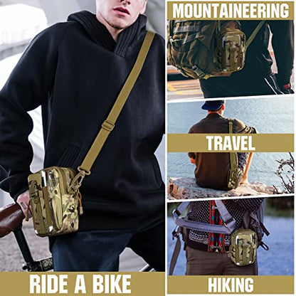 Tactical Molle Phone Pouch Nylon Multi-Purpose EDC Pouch Utility Waist Bag Tool Holster with Shoulder Strap for 4.7"-6.7" Smartphone - color: Camo