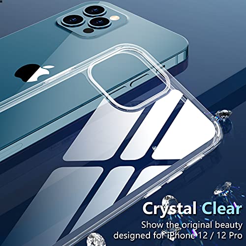 Designed for iPhone 12 case,iPhone 12 pro case,[Military Drop Protection] [Not Yellowing] Shockproof Slim Thin Phone Case for iPhone 12/12 Pro,Clear