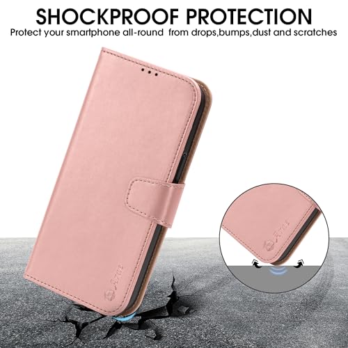 Arae Compatible with iPhone 15 Pro Case with Card Holder and Wrist Strap Wallet Flip Cover for iPhone 15 Pro 6.1 inch,Rose Gold - color: Rose Gold, size: iPhone 15 Pro 6.1 inch