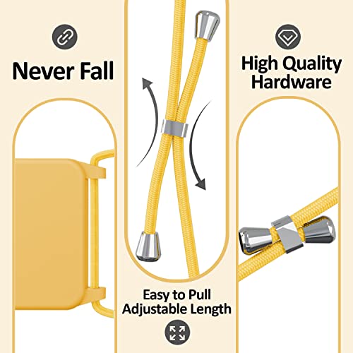 Crossbody Lanyard Strap Case for iPhone 14 Pro Max, Neck Cross Body, Adjustable Holder Removable, Drop Protection Shockproof, Hands-Free Silicone Case 6.7 inch, 150 cm Strap, iP14PM - Yellow - color: Yellow