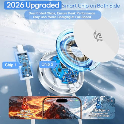 25W Wireless Charger for iPhone Magnetic Fast Charging Pad for Galaxy S26 - color: White