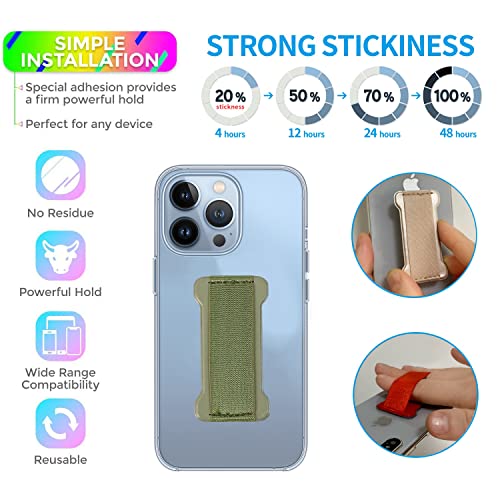 Universal Phone Grip for Smartphones - Phone Holder for Hand for Back of Phone - Wireless Charging Compatible - 2Pack(Black Green) - color: Black Green