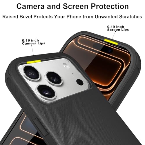 for iPhone 17 Pro Max Case with 2 Camera Lens Protector & 2 Screen Protector, Heavy Duty Full Body Protective Phone Case 6.9" (Belt Clip,Black) - color: 17 Pro Max-Belt Clip+Black