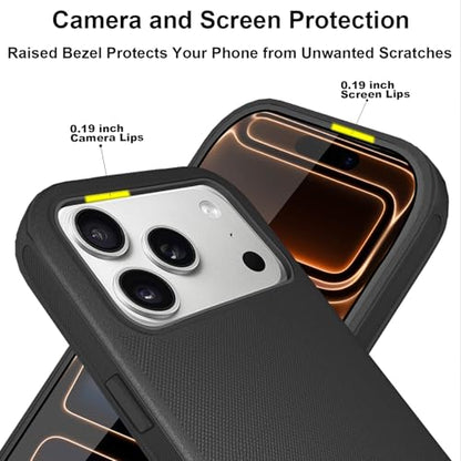 for iPhone 17 Pro Max Case with 2 Camera Lens Protector & 2 Screen Protector, Heavy Duty Full Body Protective Phone Case 6.9" (Belt Clip,Black) - color: 17 Pro Max-Belt Clip+Black