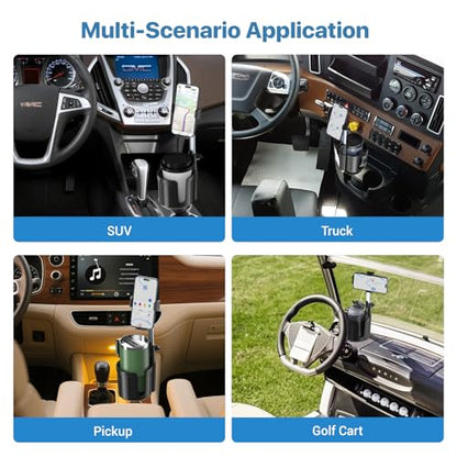 2-in-1 Cup Holder Phone Mount for Car - Upgraded Anti Shake