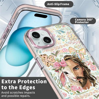 VisEnt Clear Case for iPhone 15 Plus, Magnetic Phone Case, Transparent Slim Cover, Military Grade Protection, Shockproof, Anti-Yellowing, Scratch Resistant, Christian Jesus Lamb - color: Christian Jesus Lamb, size: Iphone 15 Plus