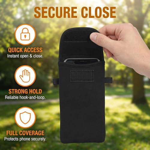 Universal Neoprene Phone Pouch Cell Case Sleeve with Neck Strap Lanyard Holder for Cellphone, Around Neck Carrying Case for Seniors with the Belt Clip Loop and Secure Fit Black