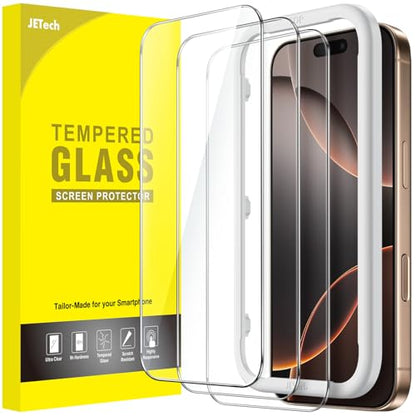 JETech Screen Protector for iPhone 16 Pro Max, 3-Pack | 9H Tempered Glass, HD Clear, Anti-Scratch Protection, Easy Installation Tool - size: iPhone 16 Pro Max