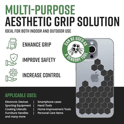 Dragon Grips Black Rubber Grip Tape, 84pc Hexagon Grip Stickers, Pack of 2 - color: Black, size: 5/8" - 84pcs 2 pack