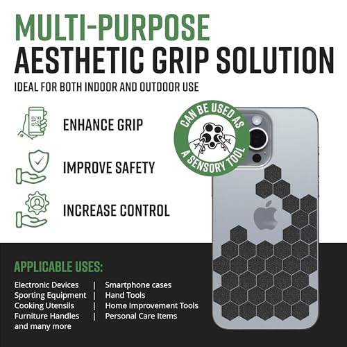 Dragon Grips Black Rubber Grip Tape, 84pc Hexagon Grip Stickers, Pack of 2 - color: Black, size: 5/8" - 84pcs 2 pack