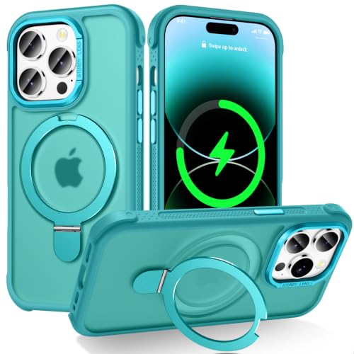 Designed for iPhone 14 Pro Max Case with Magnetic Stand, Darkcyan | Certified Drop Protection, Great Grip Feeling, Matte Translucent Back Slim Shockproof Phone Cover - color: Darkcyan, size: Iphone 14 Pro Max