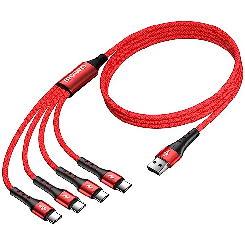 SIQIWO Multi USB C Cable Fast Charging 4FT/2 Pack, 4 in 1 Charger Cord - color: Red
