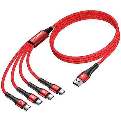 SIQIWO Multi USB C Cable Fast Charging 4FT/2 Pack, 4 in 1 Charger Cord - color: Red