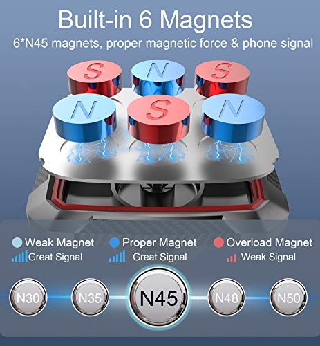 OQTIQ Magnetic Phone Cup Holder for Car - Adjustable Height & Multi-Angle - One-Hand Operation - Compatible with Samsung, Google, & More - Black, Not for MagSafe - color: Black & Red-Magnetic