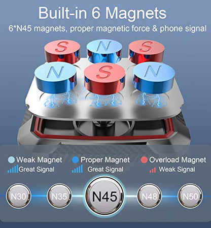 OQTIQ Magnetic Phone Cup Holder for Car - Adjustable Height & Multi-Angle - One-Hand Operation - Compatible with Samsung, Google, & More - Black, Not for MagSafe - color: Black & Red-Magnetic