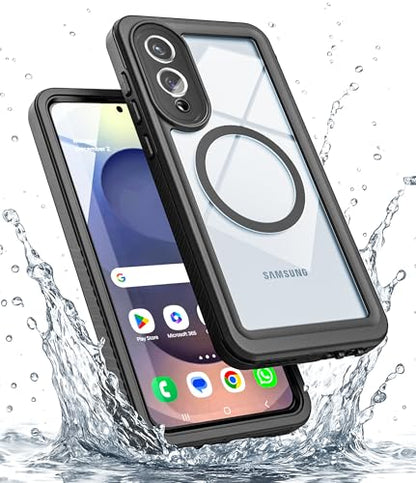 ENCASED Waterproof Case Designed for Samsung Galaxy S25 Edge (IP68) Full Body Protective Phone Case with Screen Protector Built-in (Clear/Black) (S25 Edge) - size: S25 Edge