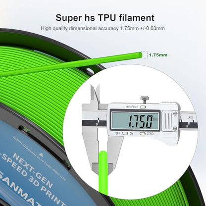 iSANMATE HS TPU Filament 1.75mm, Green TPU 95A HF High Speed, 1kg | Flexible Tough Wear-Resistant Elastic; HF TPU 50-200mm/s; Compatible with Bambu Lab and Most FDM 3D Printer; for TPU Beginner - color: Green, size: TPU-HS-95A