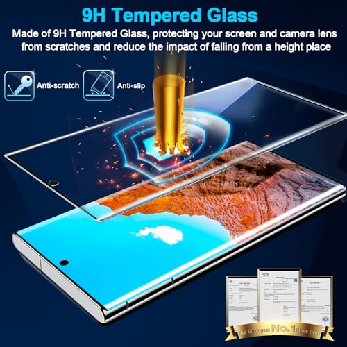 3 Pack Tempered Glass for Samsung Note 20 Ultra, HD Clear Tempered Glass with Fingerprint Unlock, 3D Curved, Scratch Resistant, No Bubble for Galaxy Note 20 Ultra Screen Protector 5G