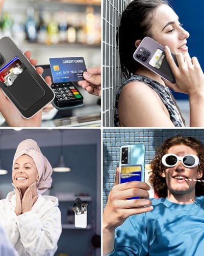 3Pc Silicone Card Holder for Phone Case, Stick On Back of Phone Wallet - color: Black+White+Dark Grey