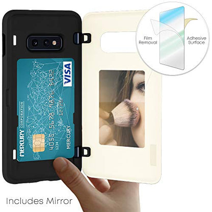 GOOSPERY Magnetic Door Bumper Compatible with Galaxy S10e, Card Holder Wallet Case Easy Magnet Auto Closing Protective Dual Layer Sturdy Phone Back Cover - White - color: White, size: Galaxy S10E
