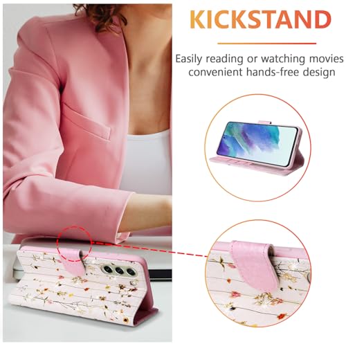 UEEBAI Wallet Case for Samsung Galaxy S22 5G, PU Leather Phone Case Kickstand RFID Blocking Flip Case Card Slots Wrist Strap Relief Engraved Pattern Magnetic Closure Flower Folio Case, Vine - color: Vine, size: Samsung Galaxy S22 5G