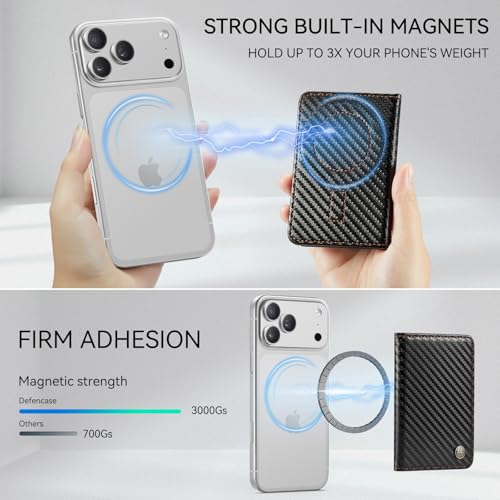 Defencase for Magsafe Wallet Magnetic Card Holder RFID Blocking, NCF-Black - color: Carbon Fiber Black