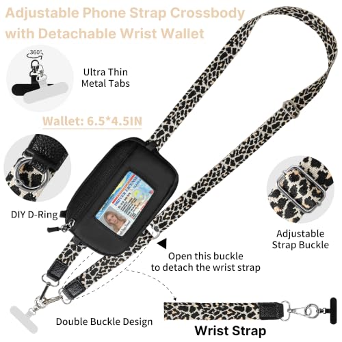 Clip and Go Strap for Phone with Wallet Crossbody Lanyard (Black White) - color: Black White