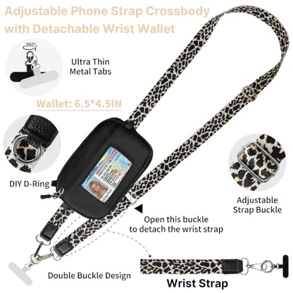 Clip and Go Strap for Phone with Wallet Crossbody Lanyard (Black White) - color: Black White