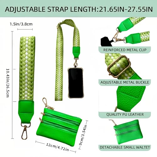 Crossbody Body Phone Holder for Women, New Phone Strap with Zippered Pouch, Adjustable Crossbody Strap - color: Green Dot