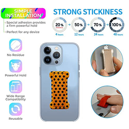 Phone Grip Holder for Hand, Universal Finger Strap Phone Holder, Finger Selfie Grip Compatible with Most Smartphones (Black Polka Dots) -2Pack - color: Black Polka dots