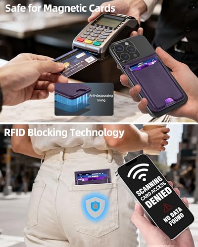 For Magsafe Wallet with Money Clip, 5 Card Holder, Adjustable Stand | Strongest Magnetic Wallet for iPhone 17/16/15/14/13/12 Series, ID Window, RFID Blocking, Not for 13/12 Mini, Elegant Purple - color: Elegant Purple