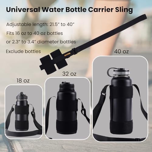 Universal Water Bottle Carrier Sling with Adjustable Shoulder Strap for Walking Short Hiking, Water Bottle Holder for 16-64 oz Wide Mouth Bottles (Exclude Water Bottle)