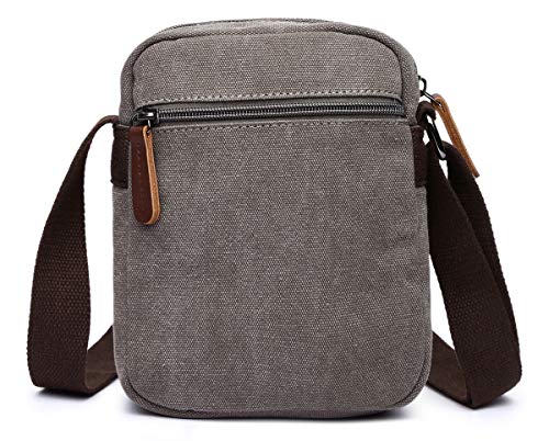 Mini Crossbody Bags for Women and Men - Small Purses and Handbags - Travel Bag - Canvas Shoulder Purse - color: Grey