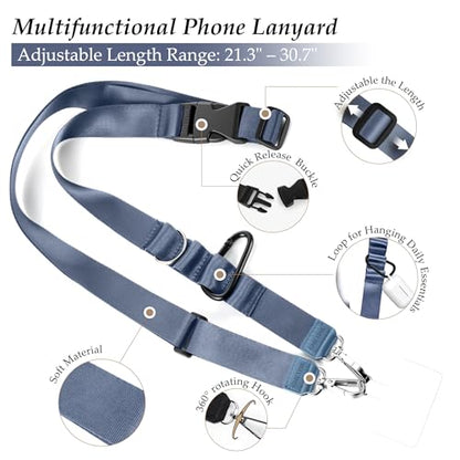Multifunctional Phone Lanyard Adjustable Anti-Theft Crossbody Phone Strap - color: Blue