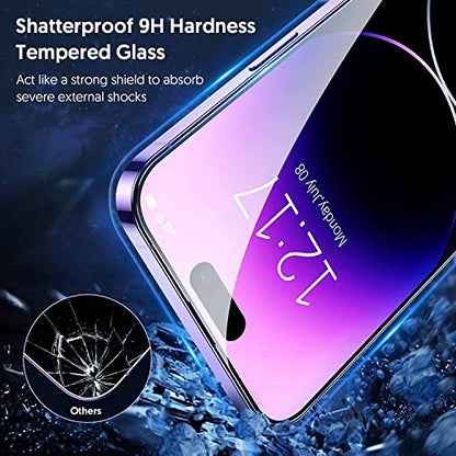 Fotbor for [3+3 Pack] iPhone 14 Pro Screen Protector with Camera Lens Protector, 9H Shatterproof Tempered Glass Film with Easy Installation Frame, HD Clear Sensitive Full Coverage 6.1 Inch - size: iPhone 14 Pro-6.1 inch