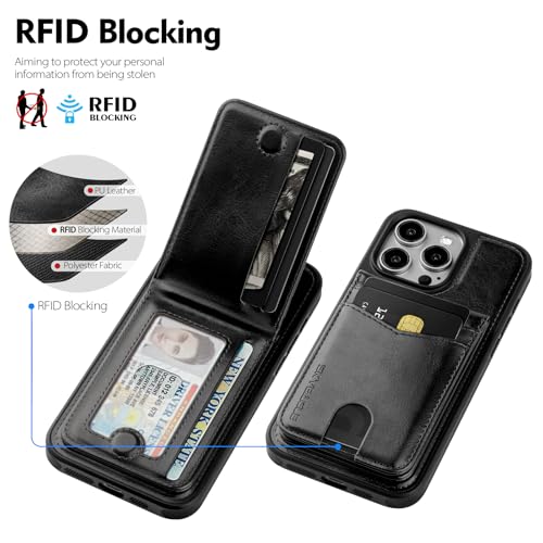 SkyEagle for iPhone 16 Pro Wallet Case with Card Holder,Black - color: Black, size: iPhone 16 Pro - 6.3"