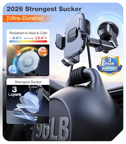 TORRAS 96+LBS Strongest Suction & Military-Grade Universal Car Phone Mount - color: Gray
