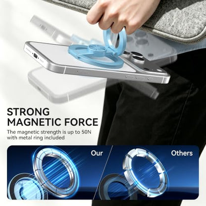 Magnetic Phone Ring Grip for MagSafe Compatible with iPhone 17/16/15 (Blue) - color: Blue
