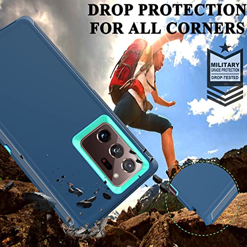 YmhxcY Note 20 Ultra Case with Self Healing Flexible TPU Film[2 Pack] and Camera Lens Screen Protective Film[2 Pack], Heavy Protection Cover for Samsung Galaxy Note 20 Ultra-Blue and Turquoise - color: SF-Blue/Turquoise