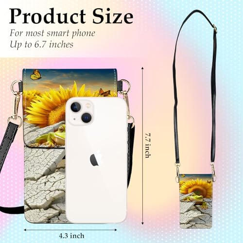 Small Crossbody Bags for Women Touchscreen Cell Phone Bag Cross Body Purses with adjustable Strap,Gifts For Teenage Girls - color: Sunflowe Flog
