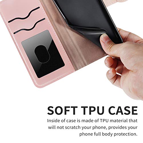 Wallet Case for iPhone 11 with Card Slot/Holder,PU Leather Flip Folio Shell [Magnetic Closure][Wrist Strap][Kickstand] Phone Cover Shockproof Compatible with iPhone 11 6.1 inch 2019,Rose Gold - color: Rose gold, size: iPhone 11 (6.1 inch)