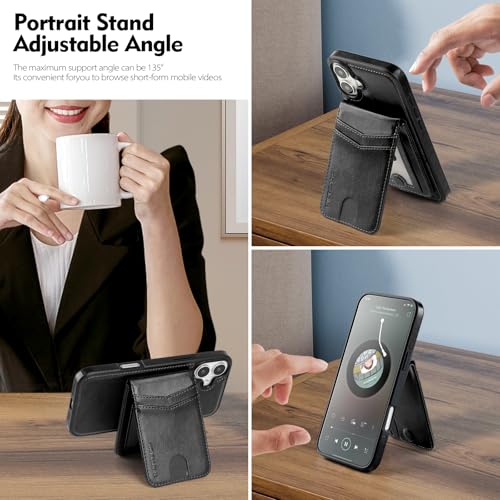 SkyEagle for iPhone 16 Wallet Case with Card Holder,Black - color: Black, size: iPhone 16 - 6.1"