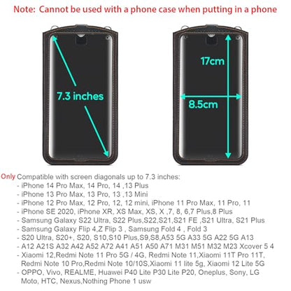 Small Crossbody Bag Cell Phone Purse for Women Men Leather Mini Shoulder Bag Wallet Case with Card Holder Slot Necklace Lanyard for All Phones iPhone Samsung Google up to 7.3" Black - color: Black