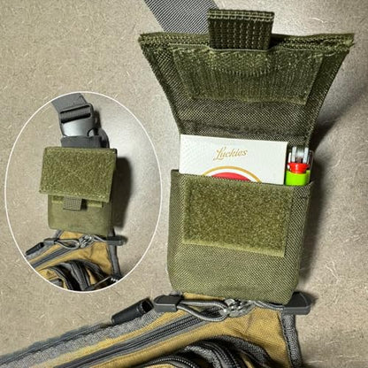 TRIWONDER Tactical Cigarette Pouch Molle Small Military Bag Battery Cigarette Case EDC Utility Card Holder Lighter Slot Mini Cigar Waist Pack - color: 01 Green - 2 Pack