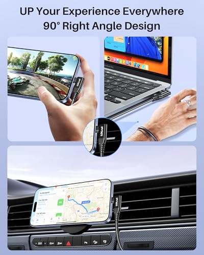 LDLrui USB C Monitor Cable Right Angle 3FT 2P, 8K/5K@60Hz 4K@144Hz Display - size: 3FT+3FT
